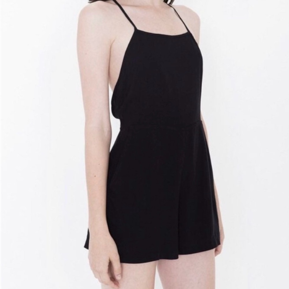 Black American Apparel Spaghetti Strap Cross Back Romper